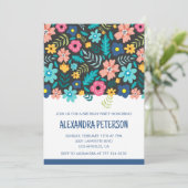 Invitations de 40e anniversaire Floral Pattern Blu (Debout devant)
