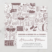 Invitations de 40e anniversaire Hommes Bière pour  (Devant / Derrière)