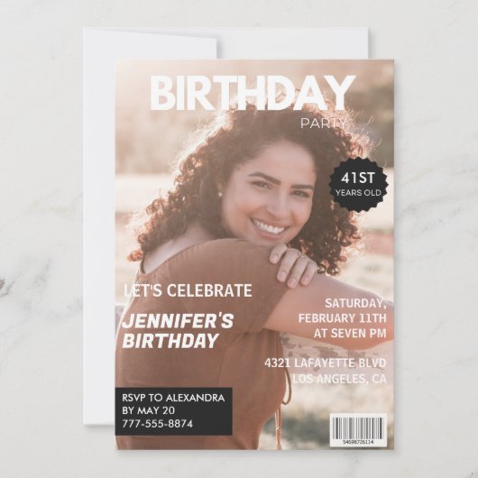 Invitations de 41e anniversaire moderne Stylish Ma (Devant)