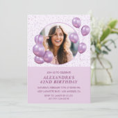 Invitations de 42e anniversaire Ballons Photo Purp (Debout devant)
