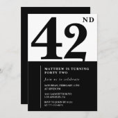 Invitations de 42e anniversaire Black and White El (Devant / Derrière)