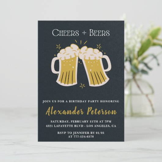 Invitations de 42e anniversaire Cheers Beers Rusti (Debout devant)