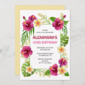 Invitations de 42e anniversaire Tropical Floral Pi (Devant / Derrière)