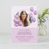 Invitations de 43e anniversaire Ballons Photo Purp (Debout devant)