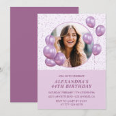 Invitations de 44e anniversaire Ballons Photo Purp (Devant / Derrière)
