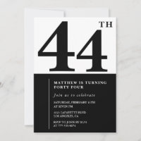 Invitations de 44e anniversaire Black and White El