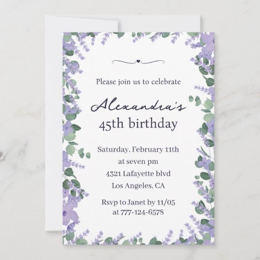 Invitations de 45e anniversaire Boho Floral Frame (Devant)