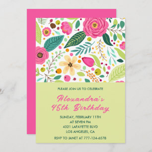 Invitations de 45e anniversaire Fleurs simples col