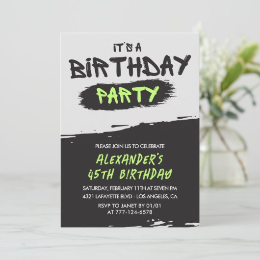 Invitations de 45e anniversaire Graffiti Hommes Sp (Debout devant)