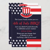 Invitations de 4 juillet Red, White & Blue Party (Devant / Derrière)