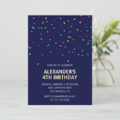 Invitations de 4e anniversaire Boy Confetti Modern (Debout devant)