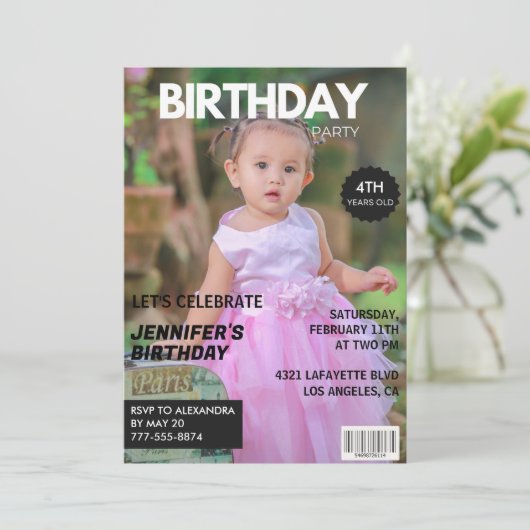 Invitations de 4e anniversaire pour sa couverture (Debout devant)