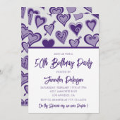 Invitations de 50e anniversaire Coeurs mignons pou (Devant / Derrière)