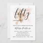 Invitations de 50e anniversaire rose et or (Devant)