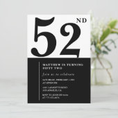 Invitations de 52e anniversaire Black and White El (Debout devant)