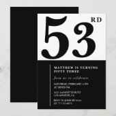 Invitations de 53e anniversaire Black and White El (Devant / Derrière)