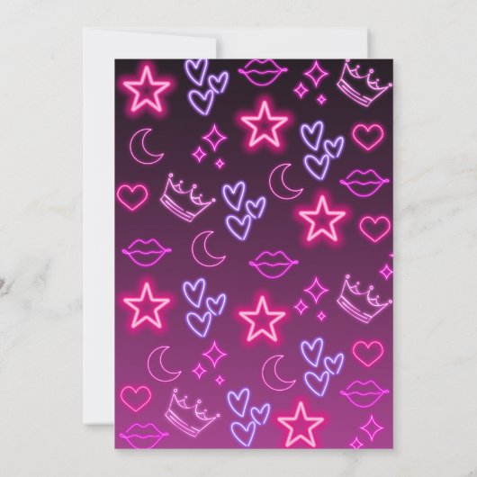 Invitations de 53e anniversaire rose pour son Neon (Dos)