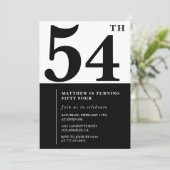 Invitations de 54e anniversaire Black and White El (Debout devant)