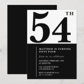 Invitations de 54e anniversaire Black and White El (Devant / Derrière)