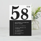 Invitations de 58e anniversaire Black and White El (Debout devant)
