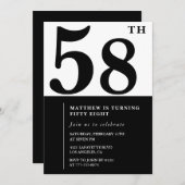 Invitations de 58e anniversaire Black and White El (Devant / Derrière)