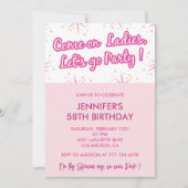 Invitations de 58e anniversaire rose Fun Fun Girly (Devant)