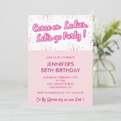 Invitations de 58e anniversaire rose Fun Fun Girly (Debout devant)