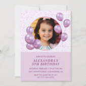 Invitations de 5e anniversaire Ballons Photo Purpl (Devant)
