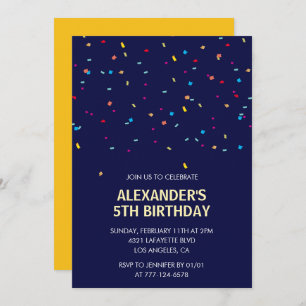 Invitations de 5e anniversaire Boy Confetti Modern