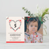 Invitations de 5e anniversaire pour son coeur flor (Debout devant)