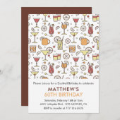 Invitations de 60e anniversaire Cocktail Motif mod (Devant / Derrière)