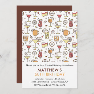 Invitations de 60e anniversaire Cocktail Motif mod