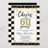 Invitations de 60e anniversaire, en noir et or (Devant / Derrière)