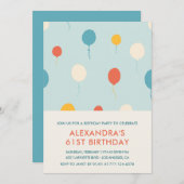 Invitations de 61e anniversaire Balloons Moderne (Devant / Derrière)