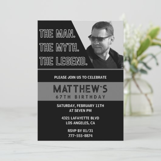 Invitations de 67e anniversaire Black The Man The (Debout devant)