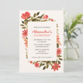 Invitations de 6e anniversaire Floral Boho Elegant (Debout devant)
