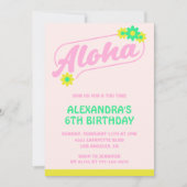 Invitations de 6e anniversaire Tropical Aloha Pink (Devant)