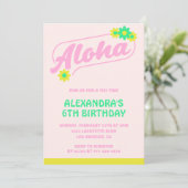 Invitations de 6e anniversaire Tropical Aloha Pink (Debout devant)