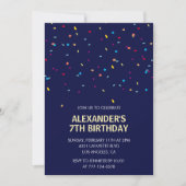 Invitations de 7e anniversaire Boy Confetti Modern (Devant)