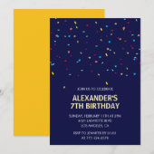 Invitations de 7e anniversaire Boy Confetti Modern (Devant / Derrière)