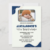 Invitations de 7e anniversaire Boy Navy Simple Pho (Devant)