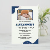 Invitations de 7e anniversaire Boy Navy Simple Pho (Debout devant)