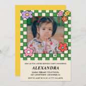 Invitations de 7e anniversaire Fleurs Super rétro (Devant / Derrière)