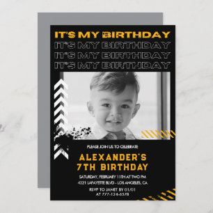 Invitations de 7e anniversaire garçon Photo Spray 