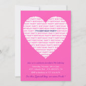 Invitations de 7e anniversaire Pink Heart Modern (Devant)