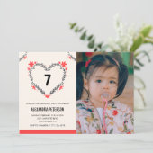 Invitations de 7e anniversaire pour son coeur flor (Debout devant)