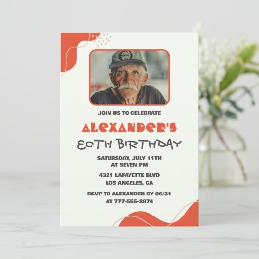 Invitations de 80e anniversaire de Mens Modern Pho (Debout devant)