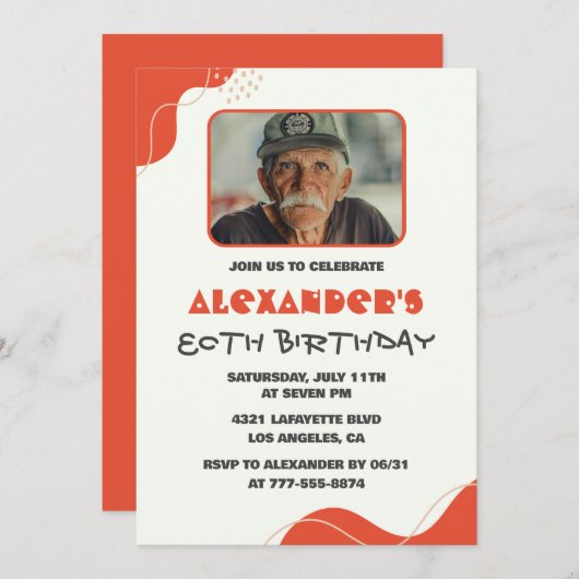 Invitations de 80e anniversaire de Mens Modern Pho (Devant / Derrière)