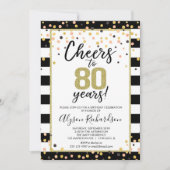 Invitations de 80e anniversaire, en noir et or (Devant)