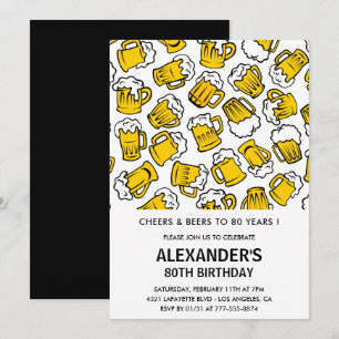 Invitations de 80e anniversaire masculin Bières Mo